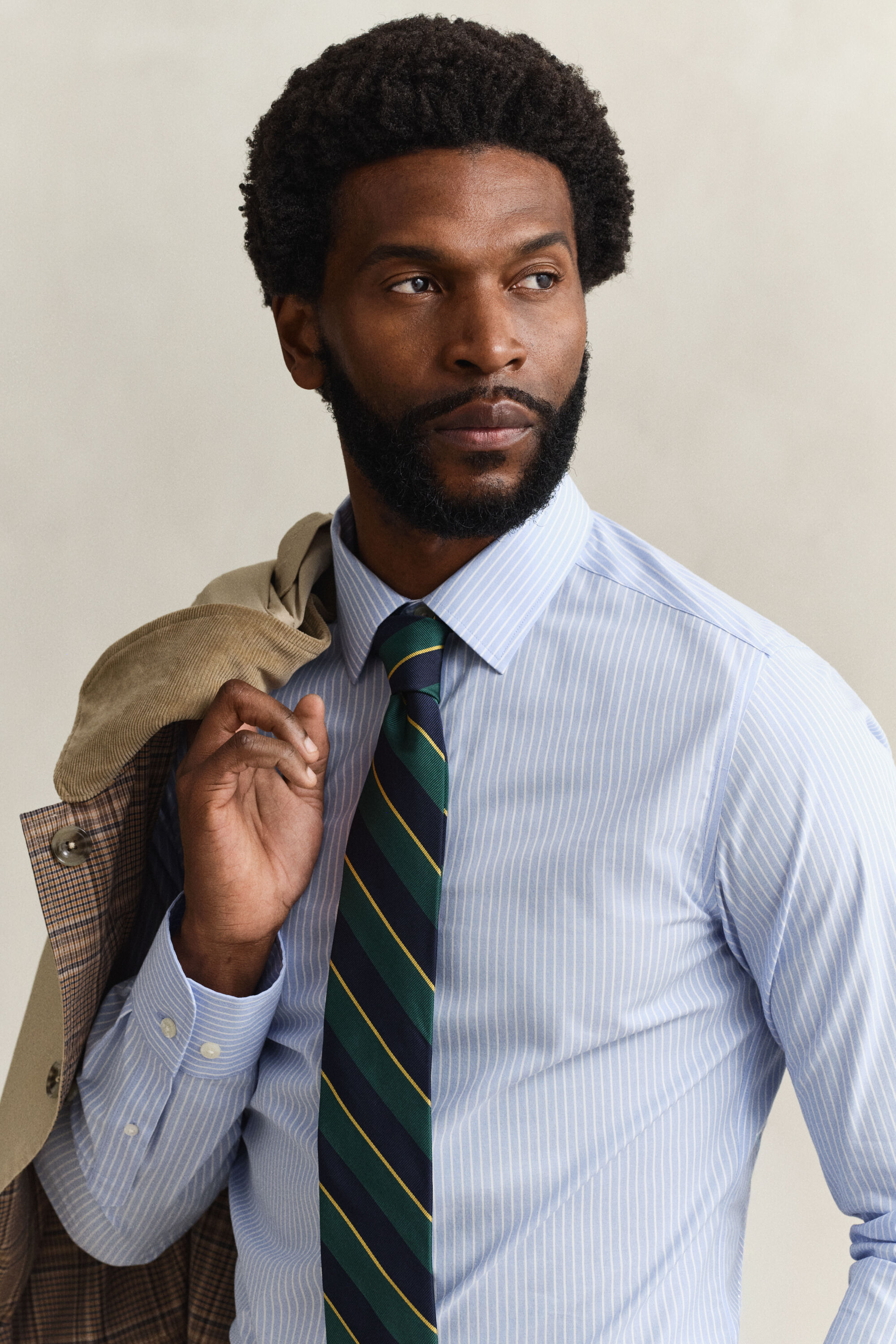 Chemise en popeline stretch à rayures