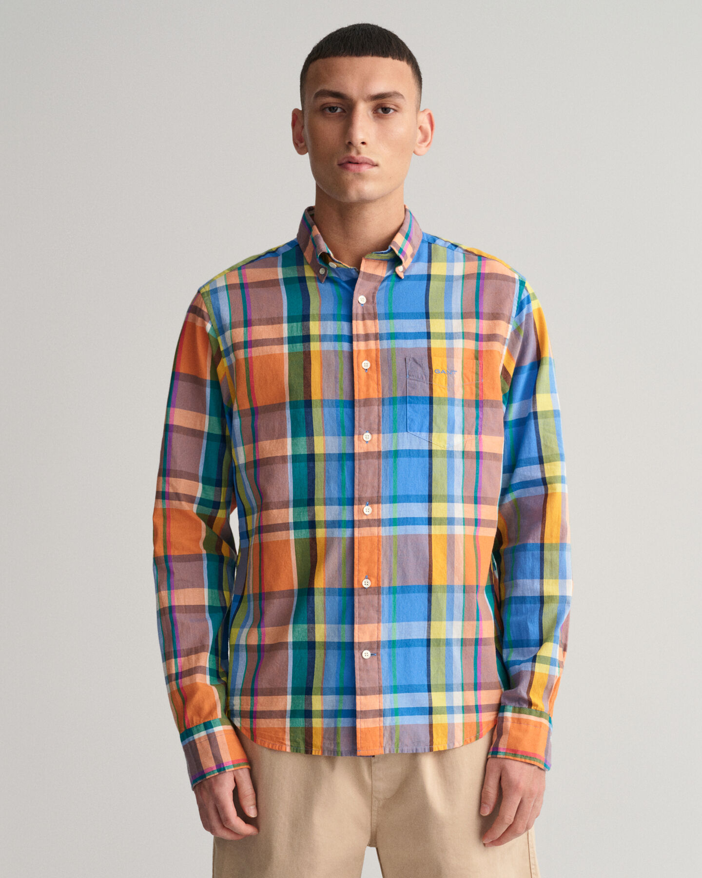 Chemise regular fit à carreaux madras colorés