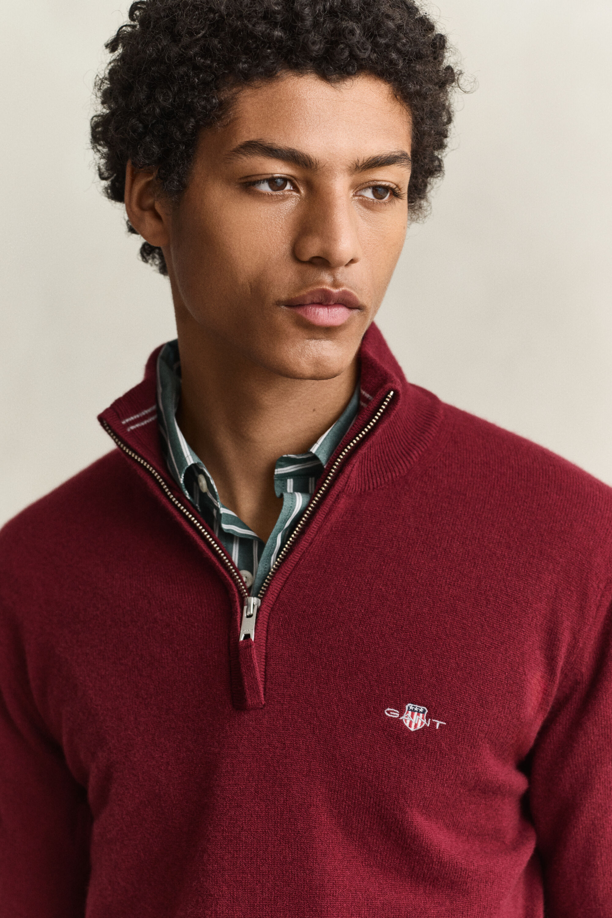 Pull à demi-zip en laine d’agneau