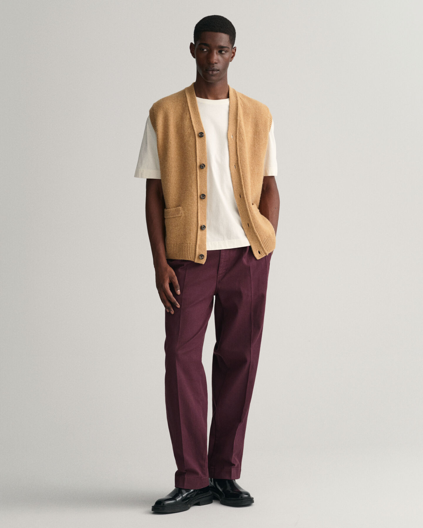 Gilet sans manches boutonné en laine douce