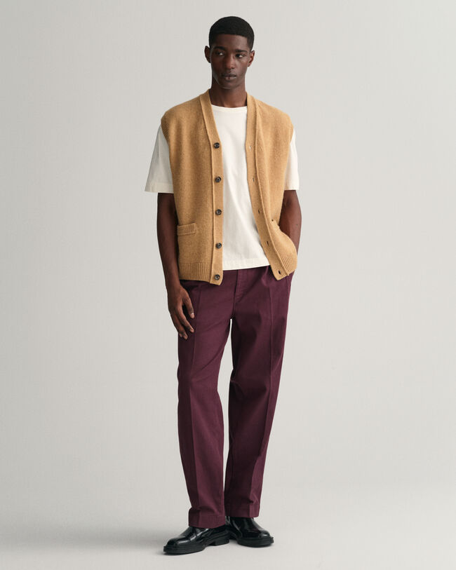 Gilet sans manches boutonné en laine douce