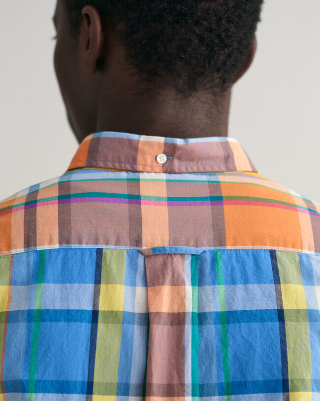 Chemise regular fit &agrave; carreaux madras color&eacute;s et manches courtes