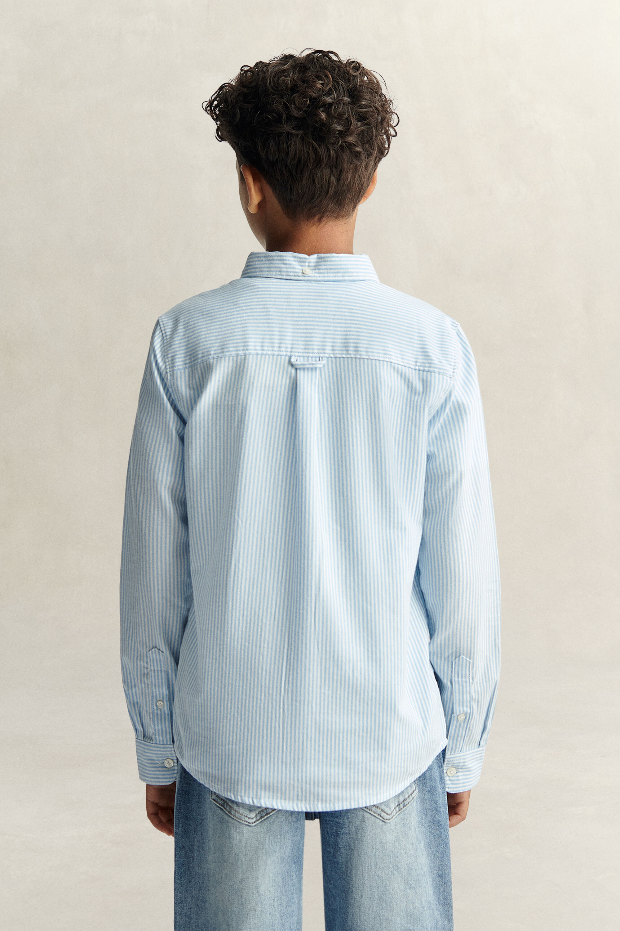 Chemise en coton Oxford à rayures avec écusson pour Ado Garçon