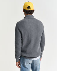 Pull à demi-zip en coton texturé