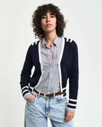 Cardigan col V avec finitions contrastantes
