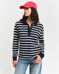 Polo en coton piqué à manches longues Breton Striped