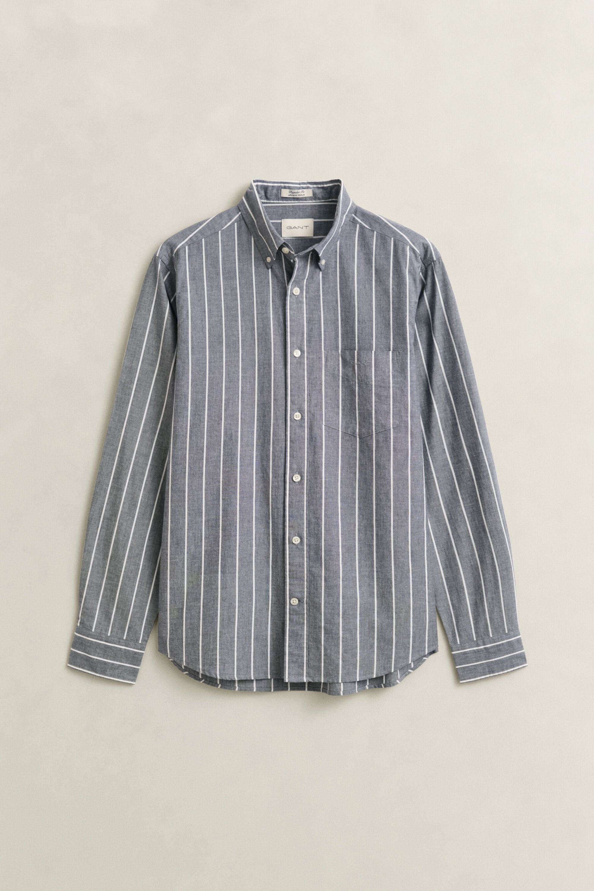 Chemise à rayures en popeline chinée
