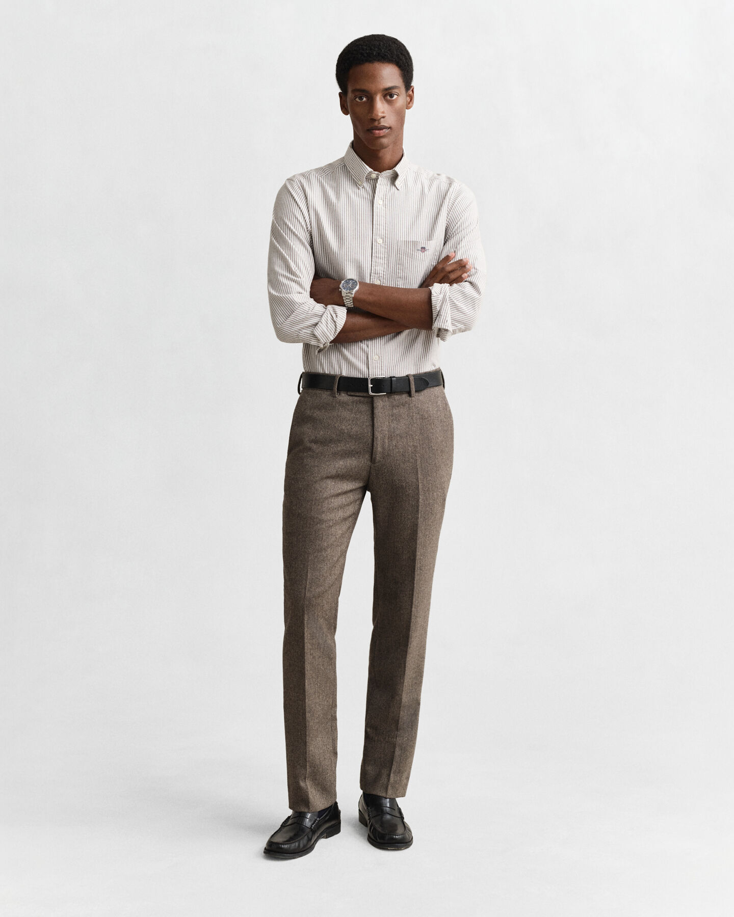 Chemise coupe regular en coton Oxford classique &agrave; rayures Banker