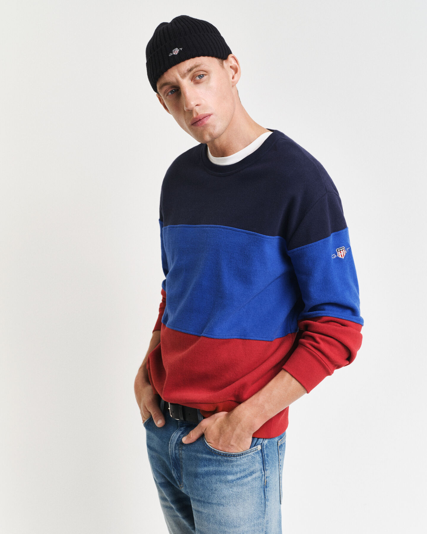 Sweat-shirt ras du cou en colour-block