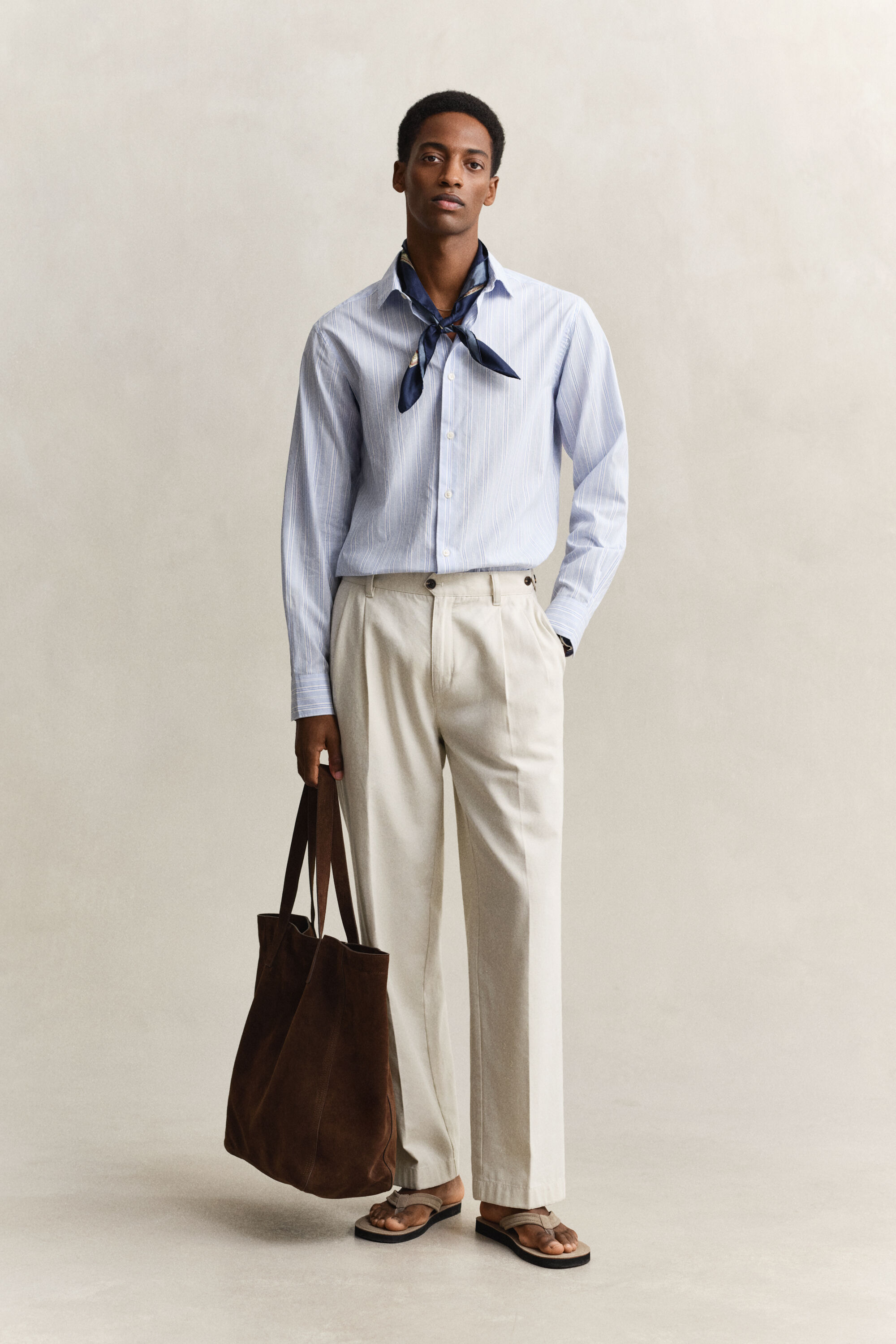 Chemise coupe regular à rayures dobby