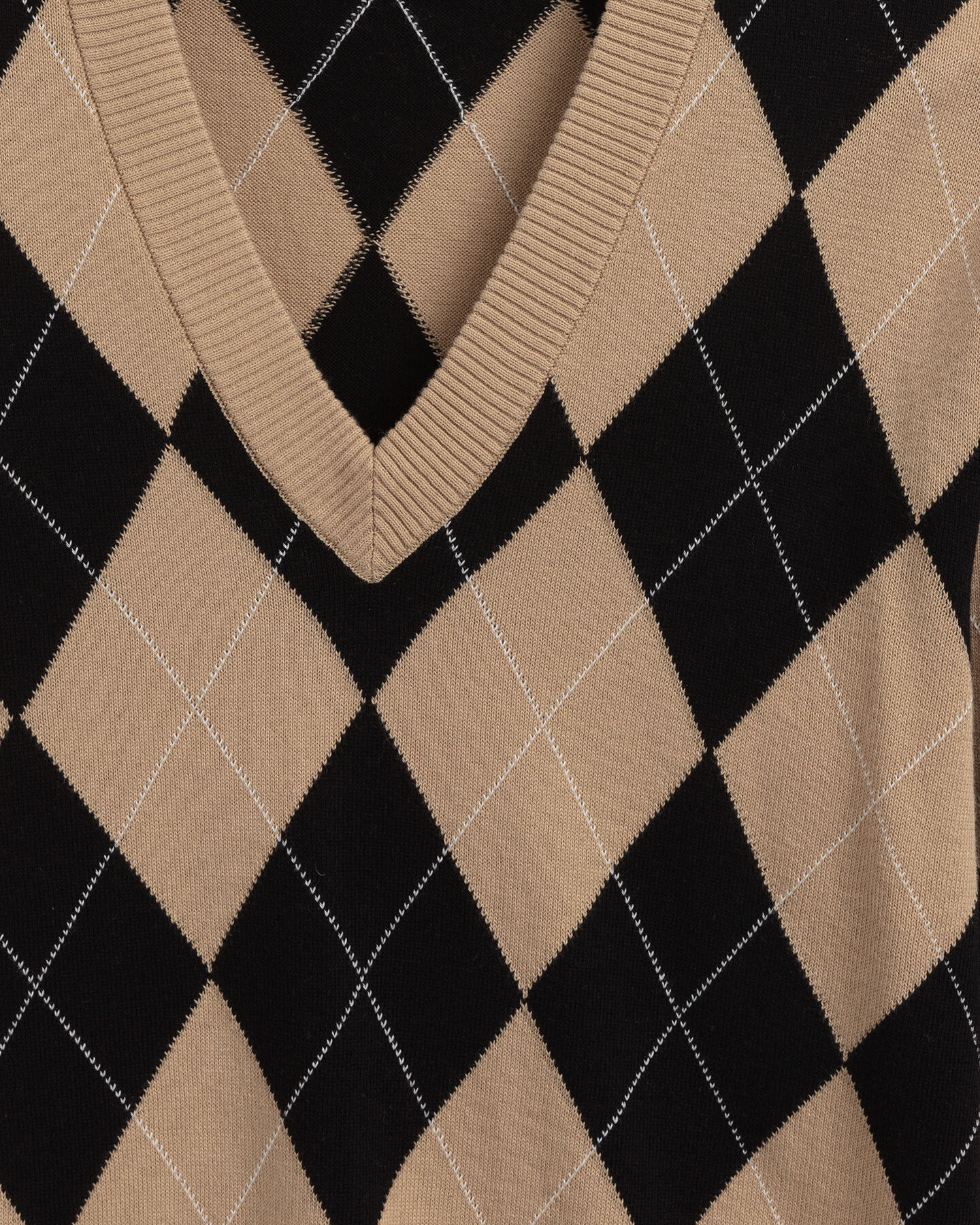 Pull col V à motif argyle