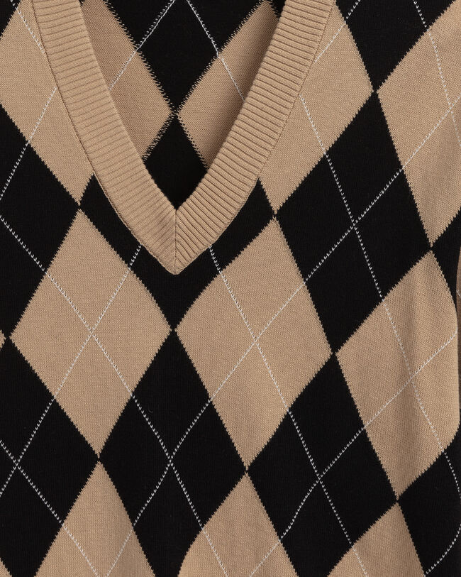 Pull col V à motif argyle