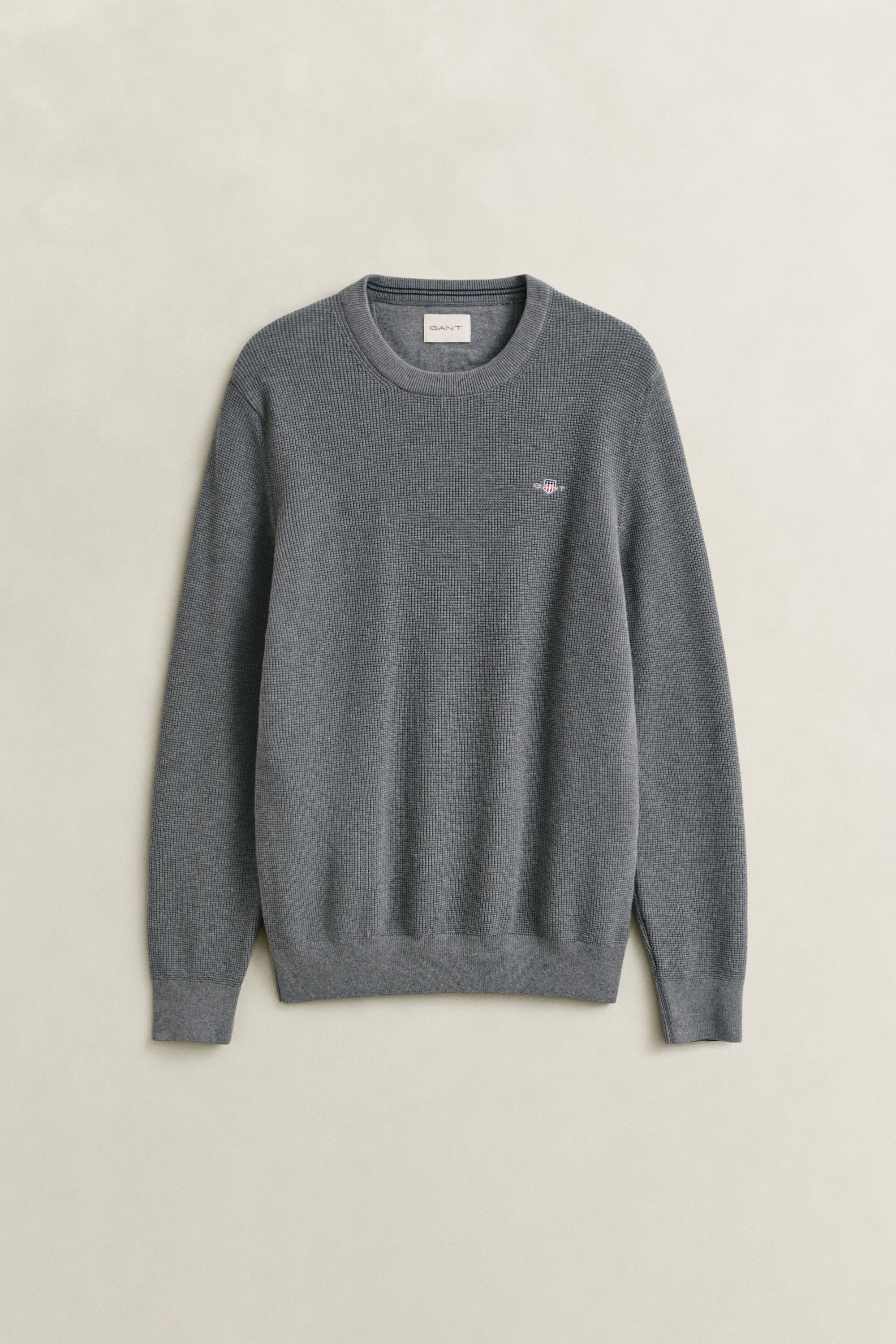 Pull col rond en coton texturé