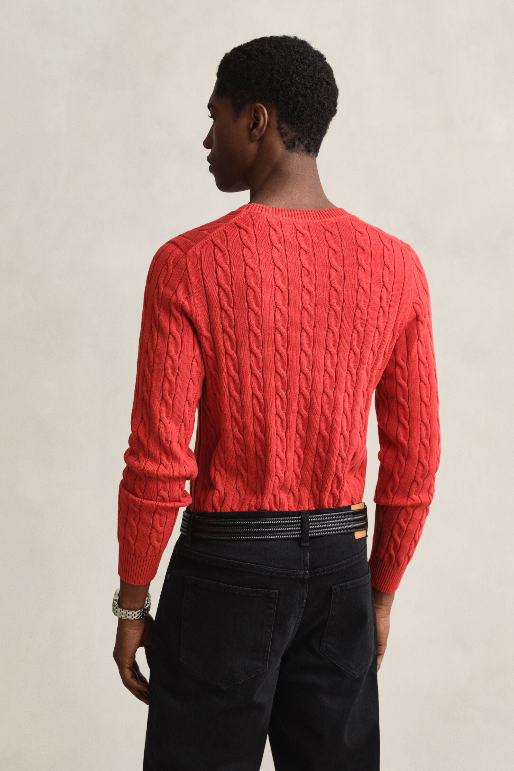 Pull col rond en maille de coton torsadée