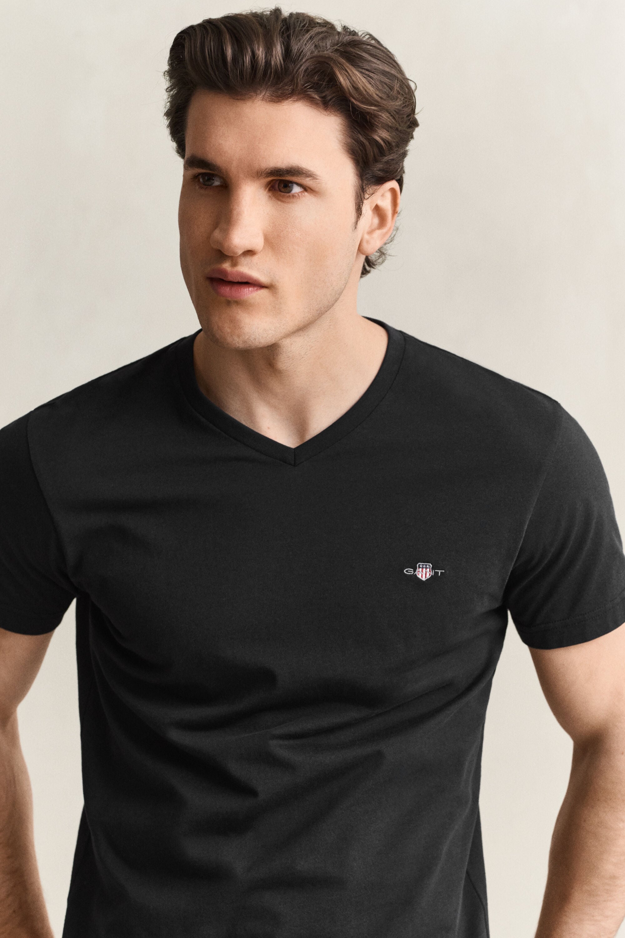 T-shirt col V avec écusson
