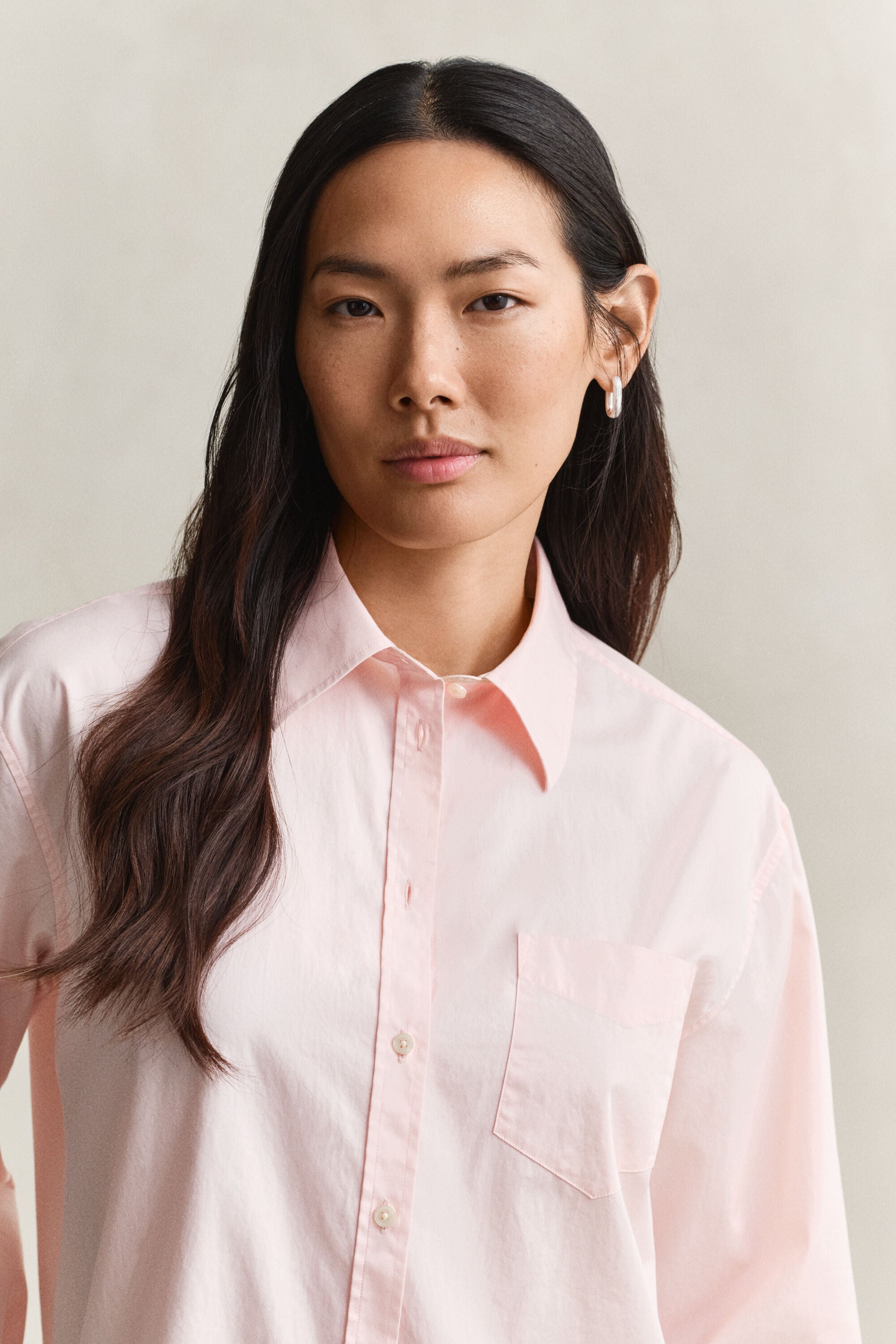 Chemise classique à manches larges en popeline
