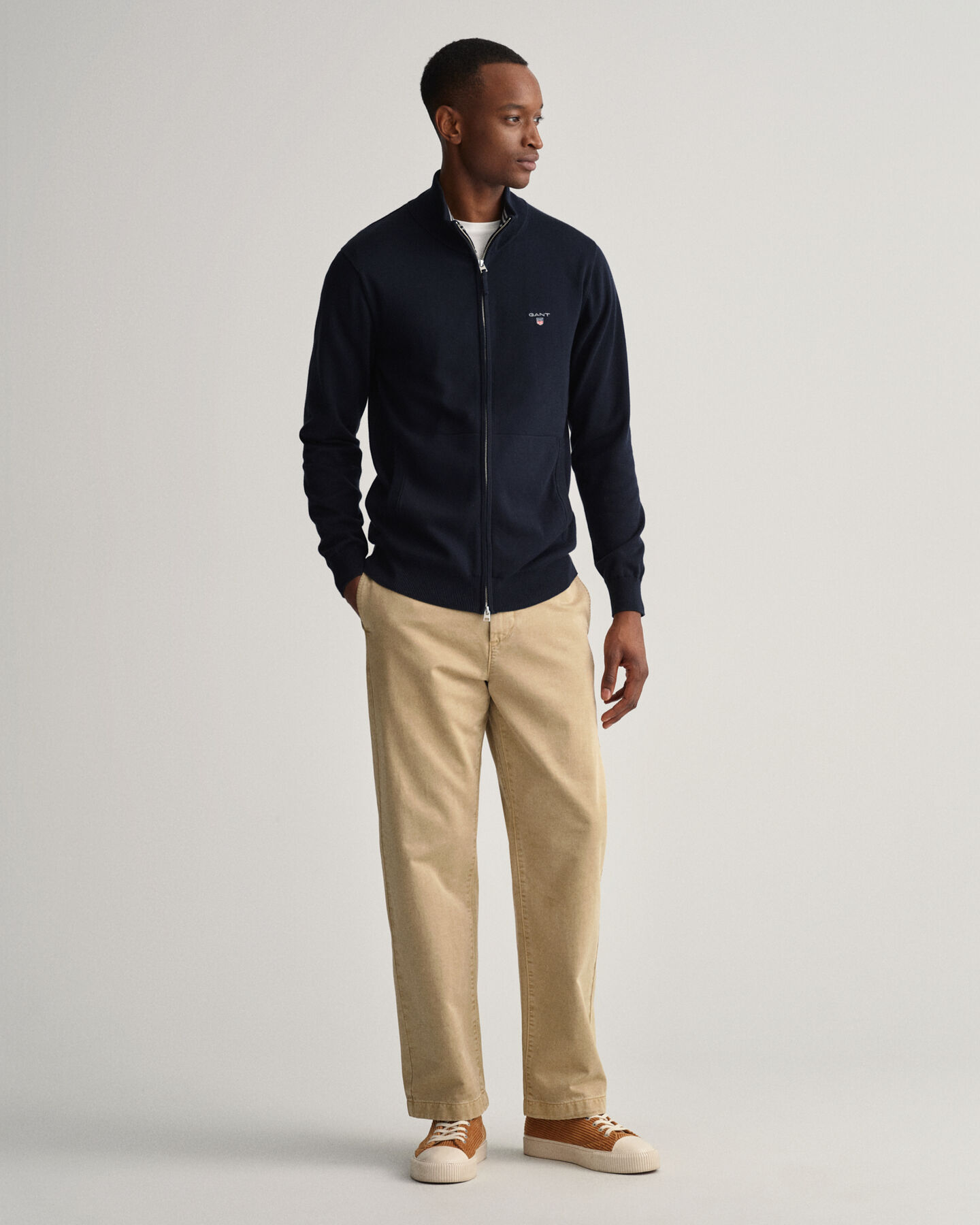 Cardigan zippé en coton Classic