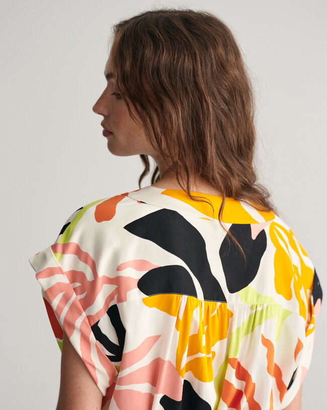 Robe &agrave; manches courtes Palm Print