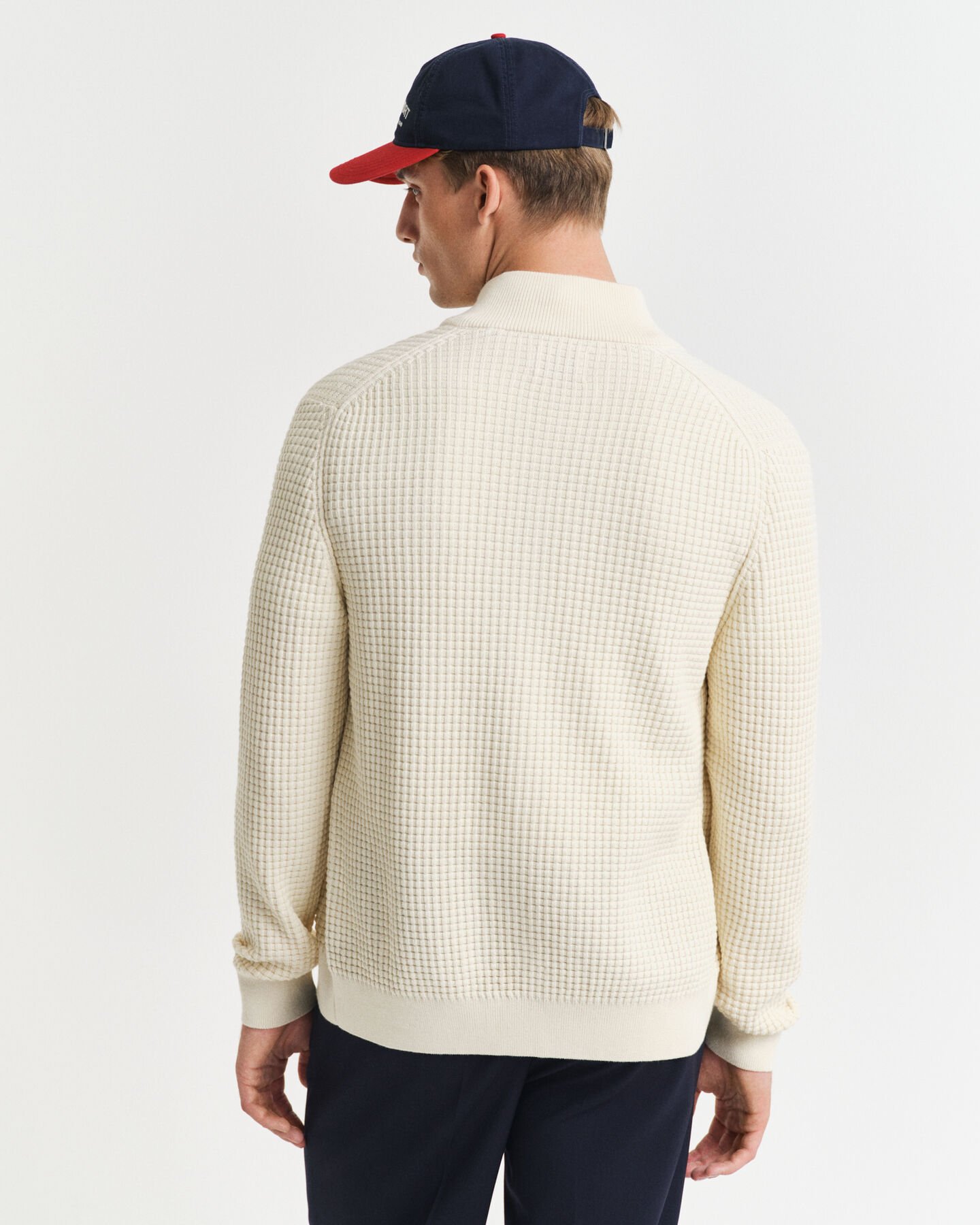 Cardigan zippé en coton texturé