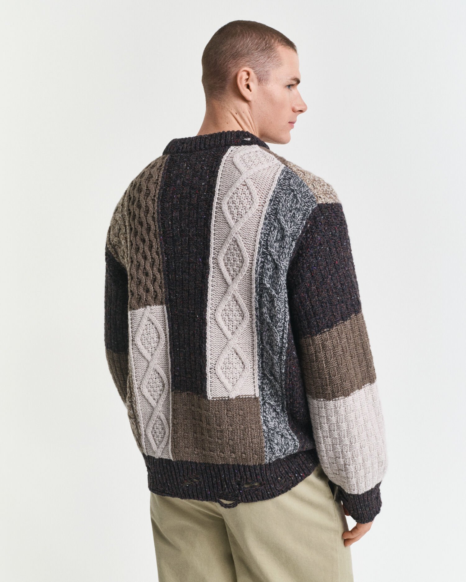 Pull col rond façon patchwork