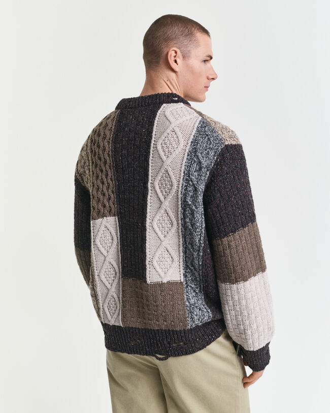 Pull col rond façon patchwork