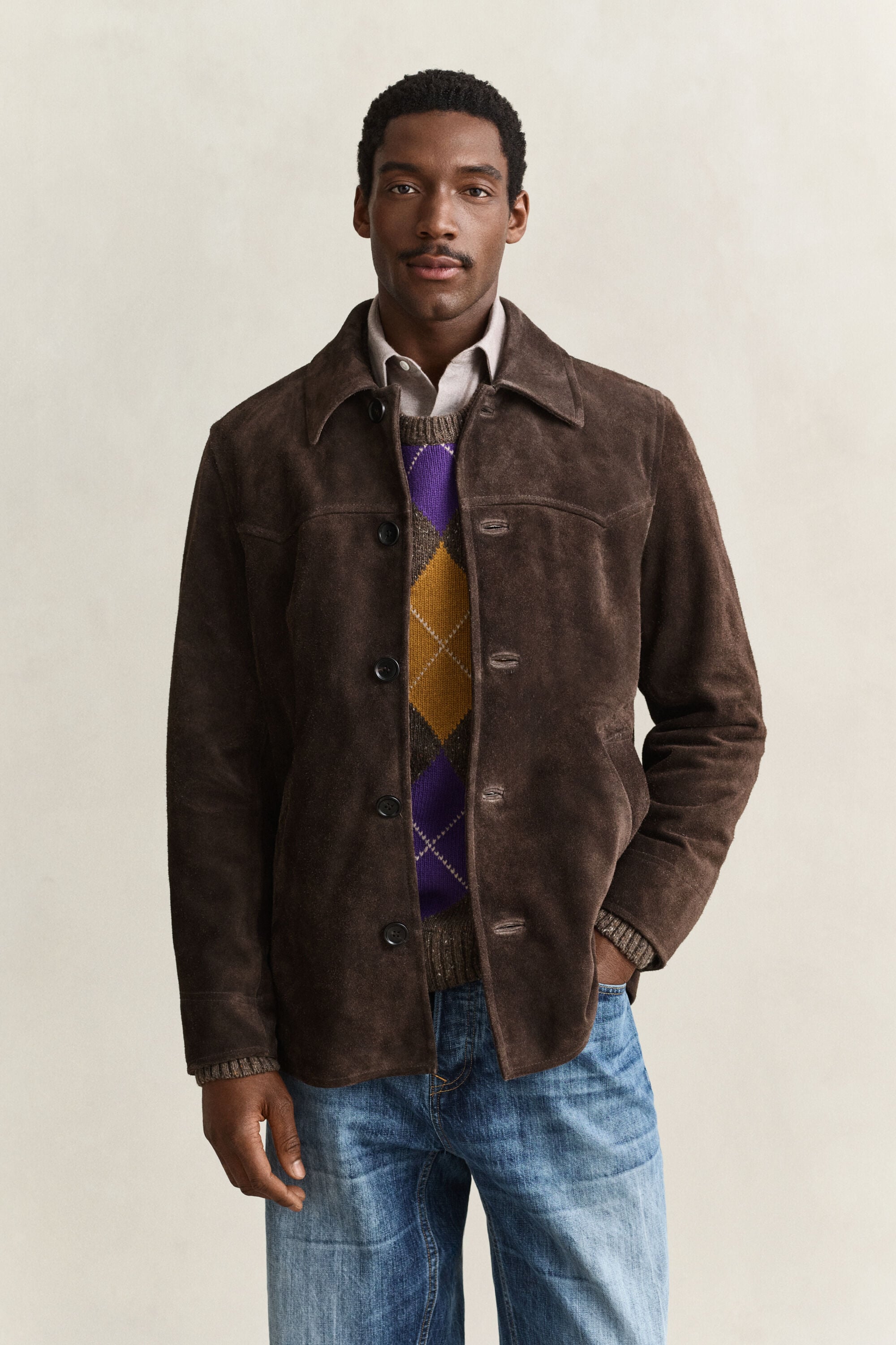 Veste mi-longue en daim