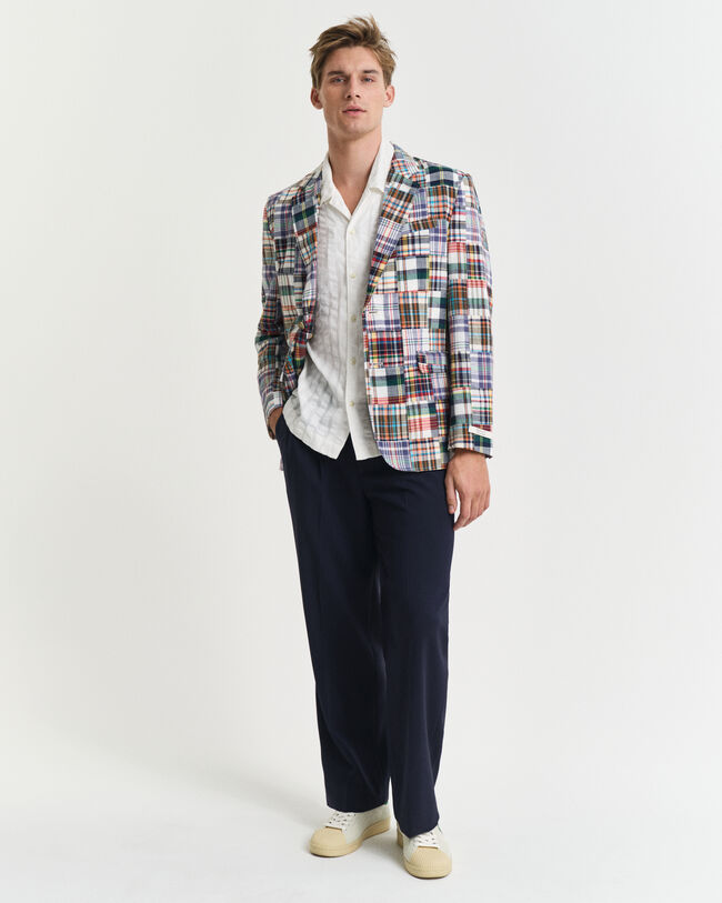 Chemise de vacances coupe décontractée à manches courtes en seersucker