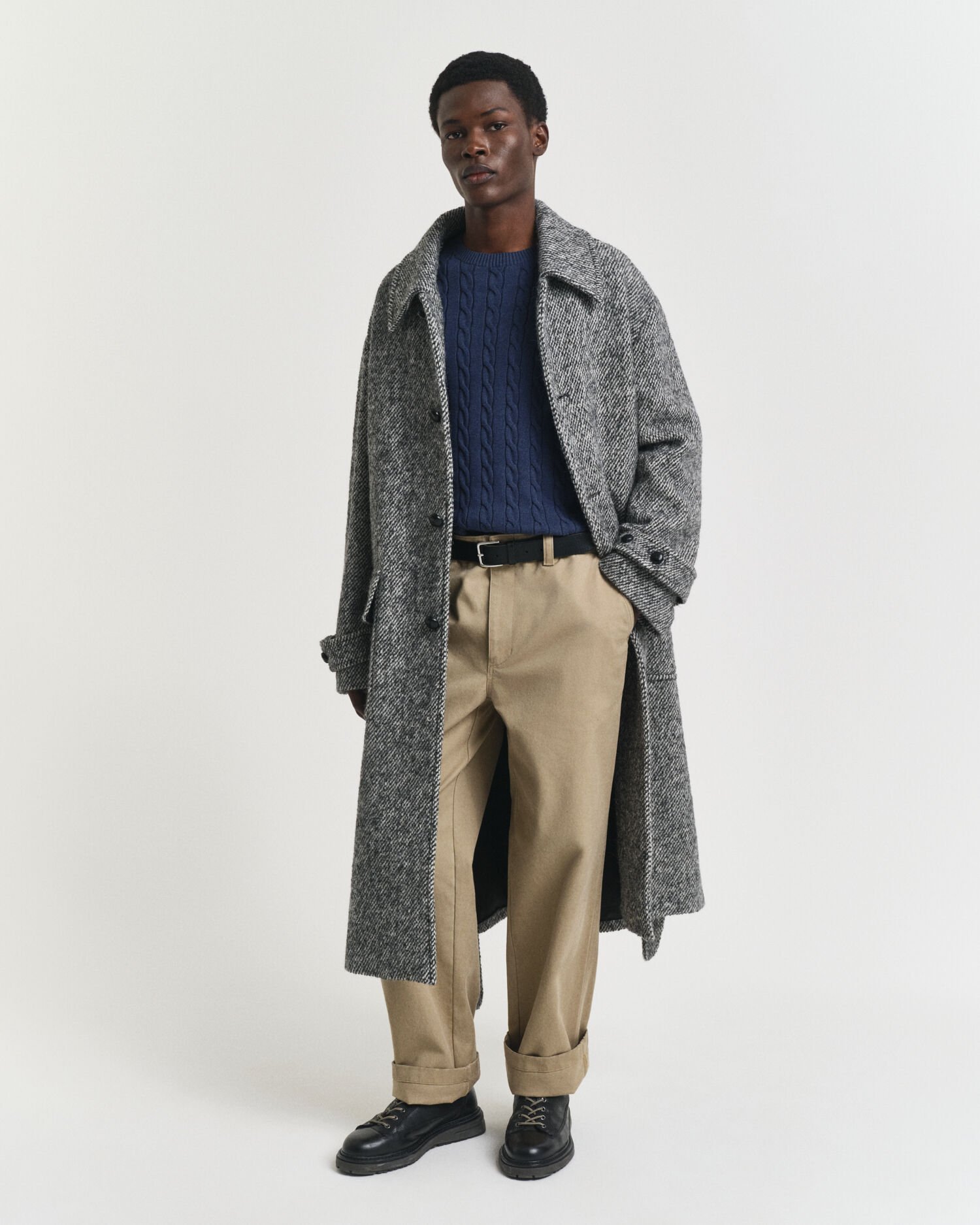 Pull col rond en maille de coton torsadée