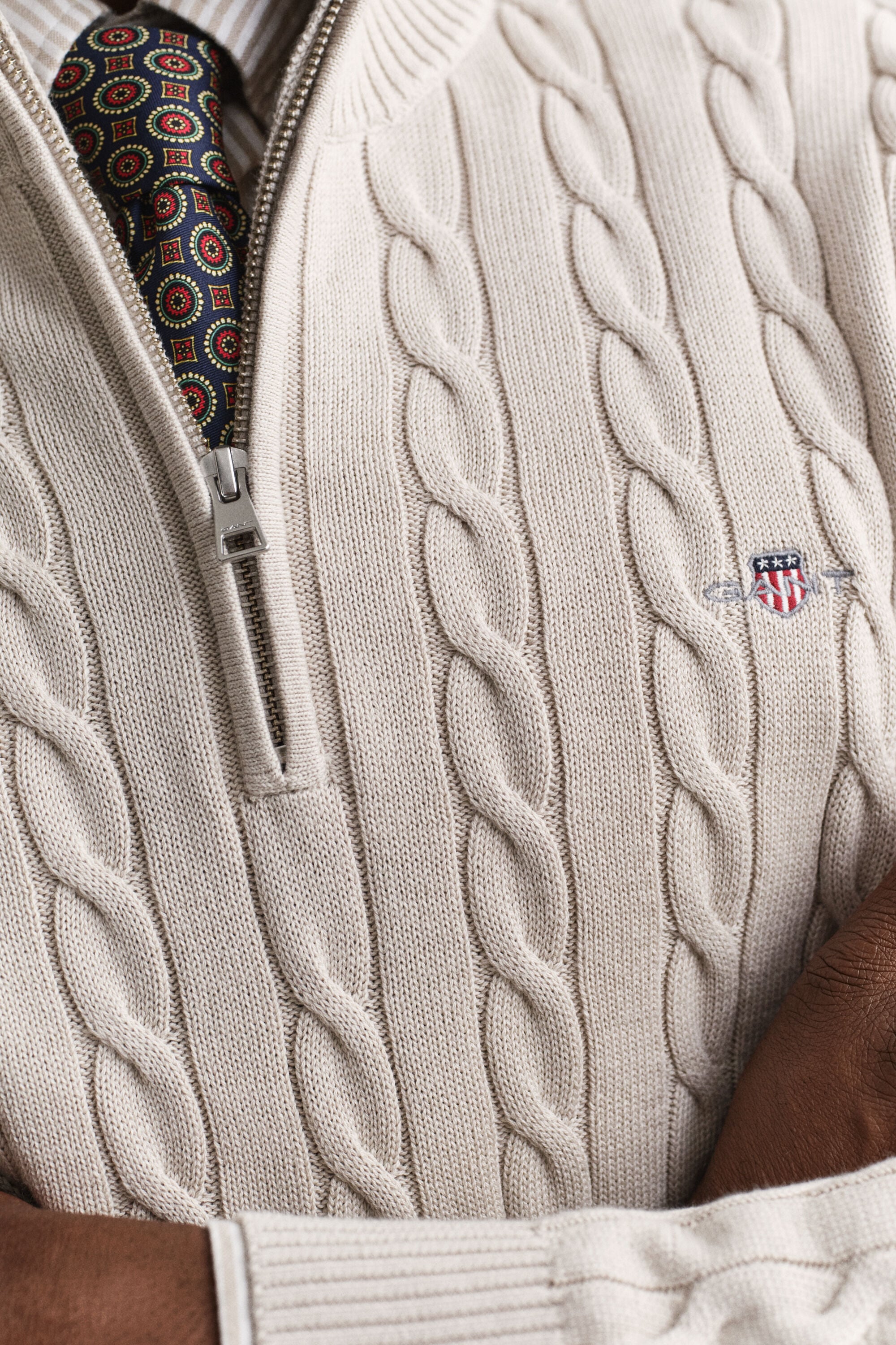 Pull à demi-zip en maille de coton torsadée