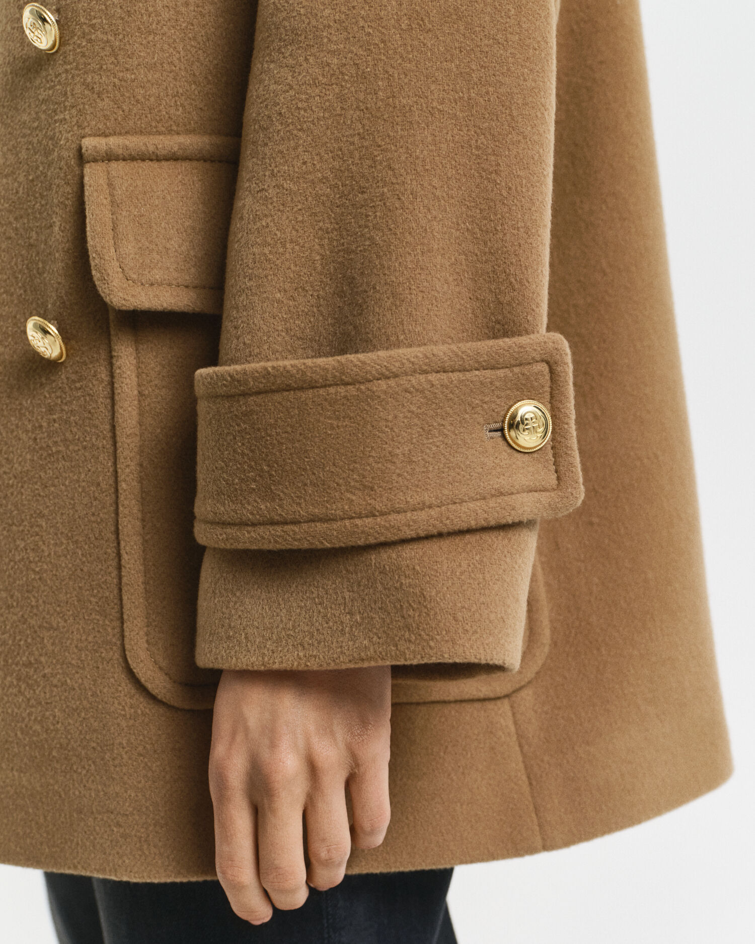 Caban mi-long en laine