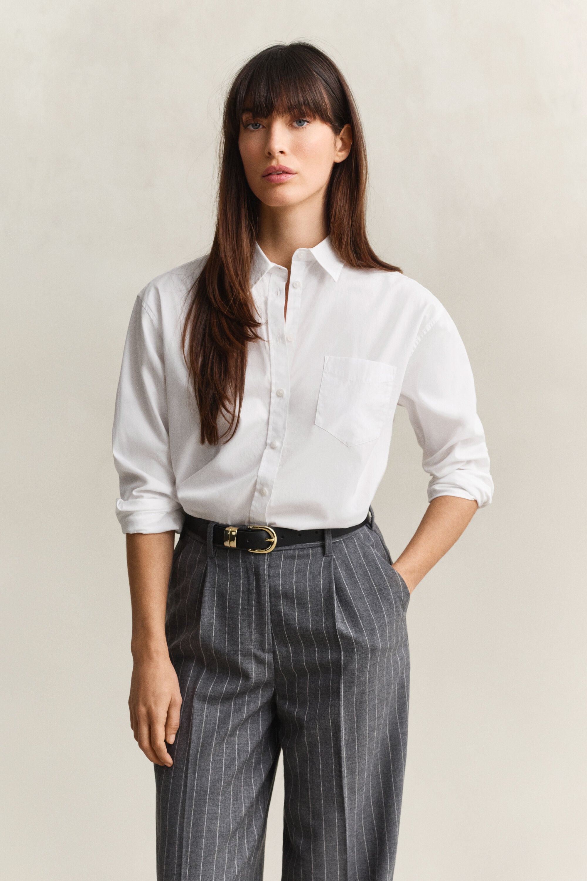 Chemise coupe décontractée en popeline classique