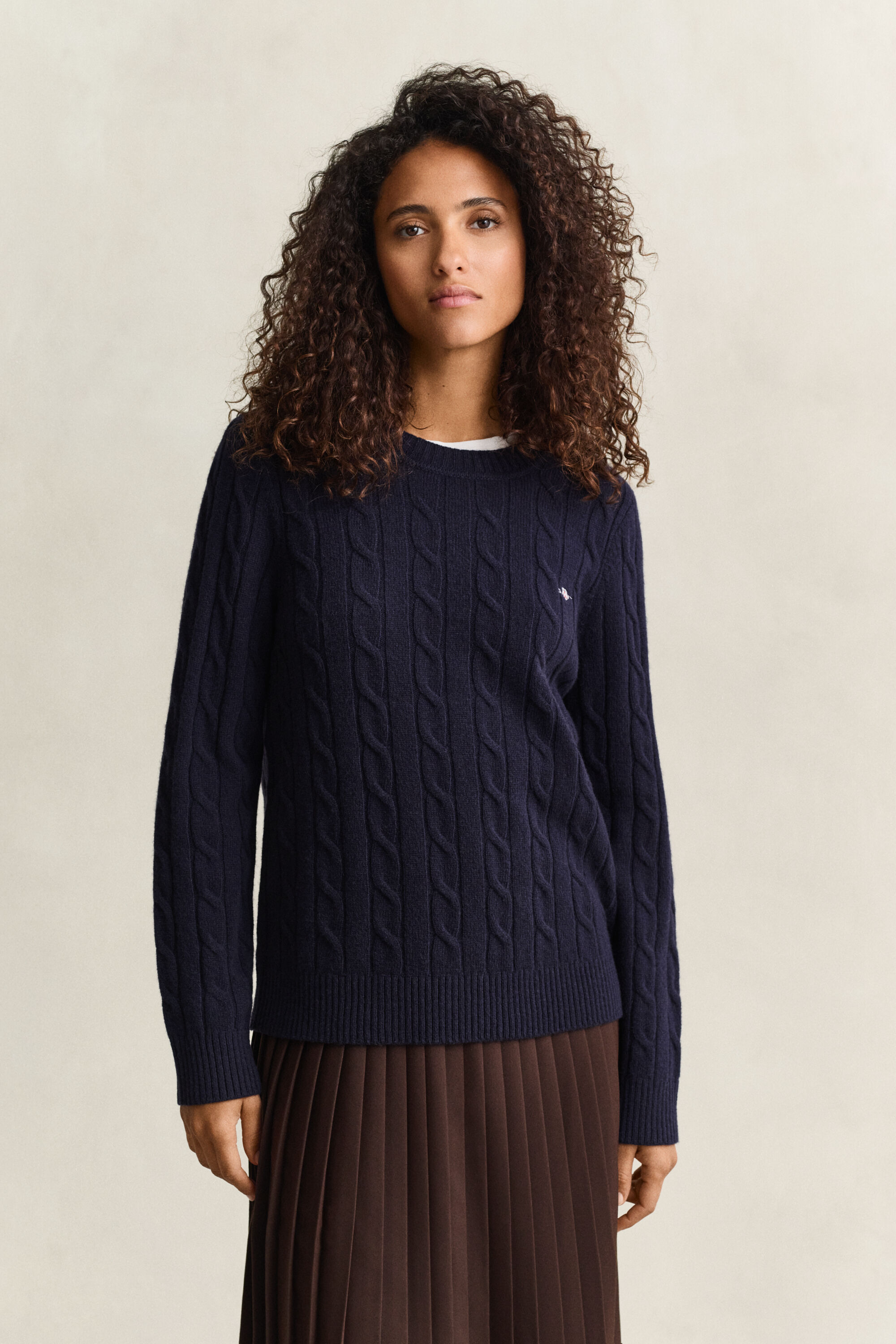 Pull en laine d’agneau à maille torsadée