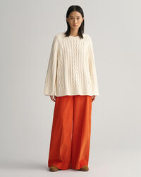 Pantalon taille haute en velours c&ocirc;tel&eacute; &agrave; jambes larges