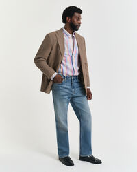 Chemise coupe regular en lin à rayures multicolores