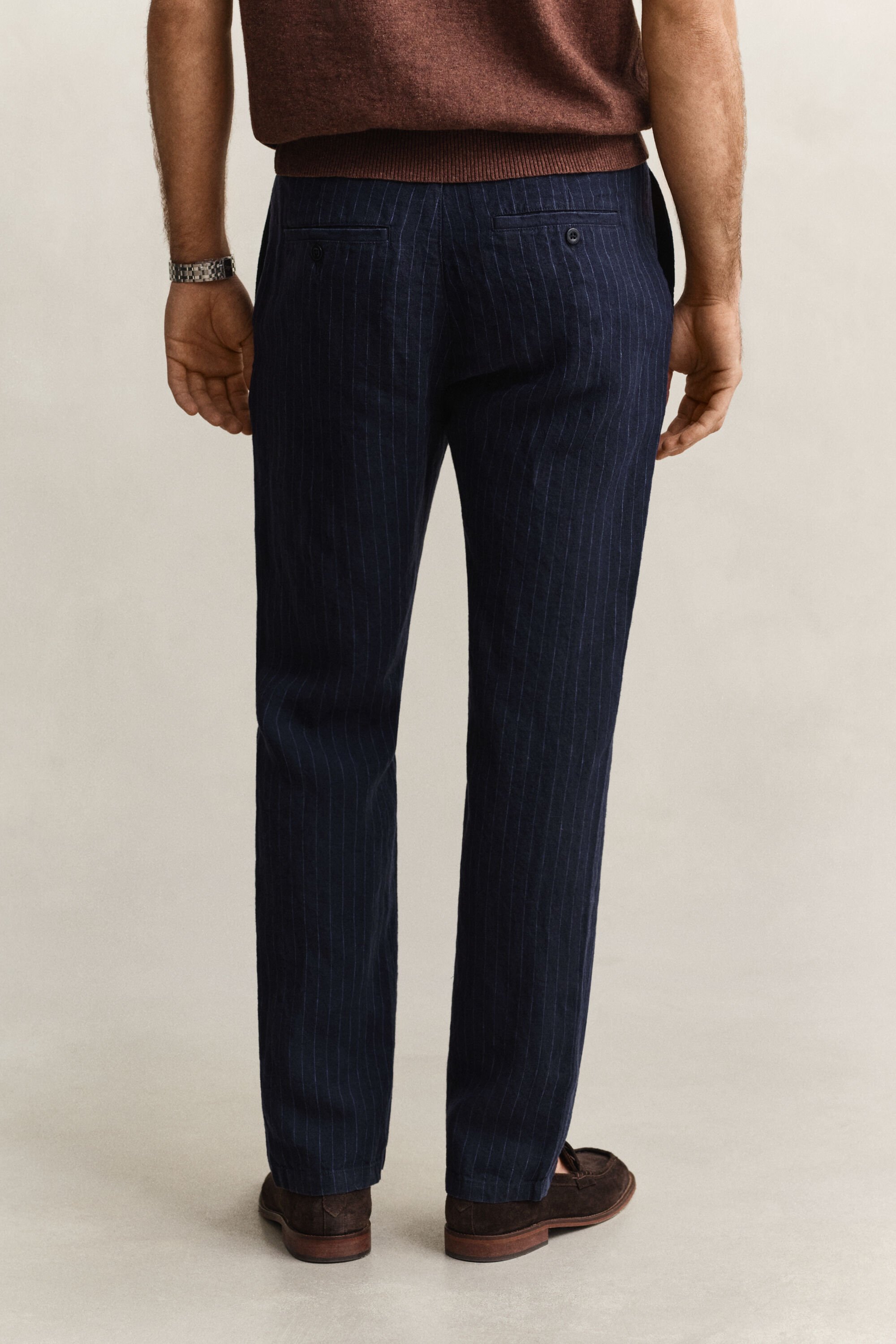 Pantalon en lin à rayures