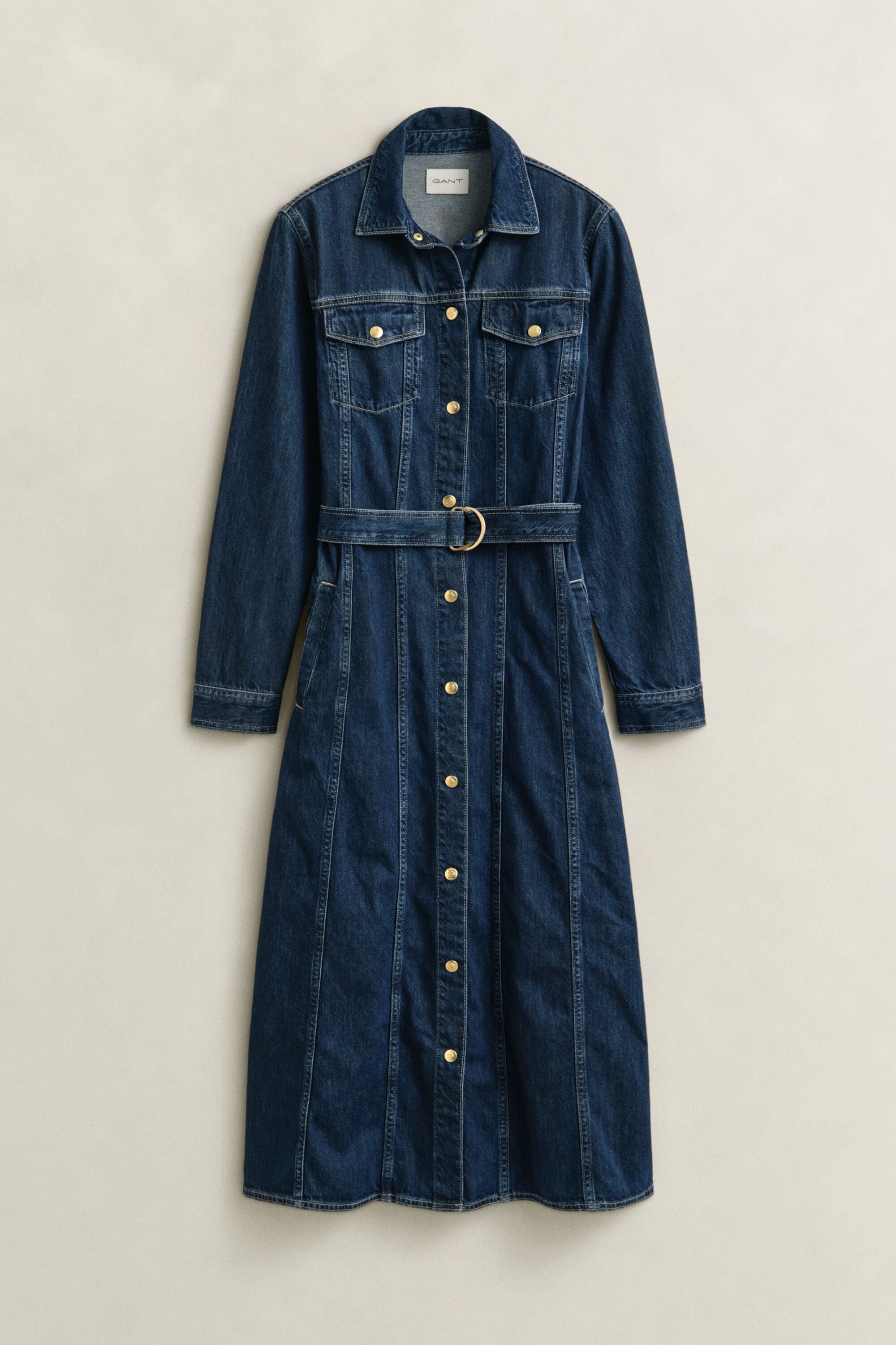 Robe midi en denim avec ceinture