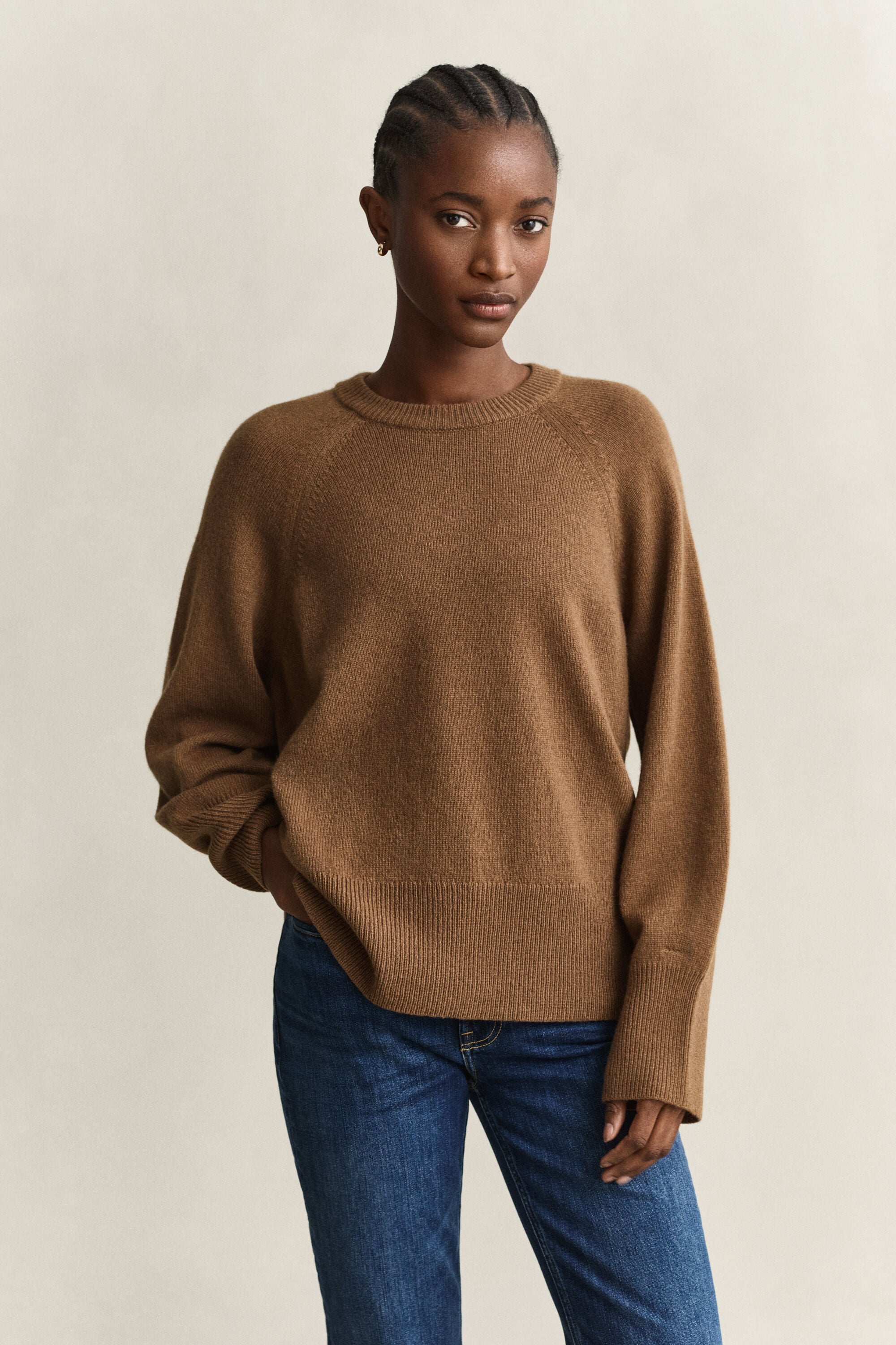 Pull col rond en laine et cachemire