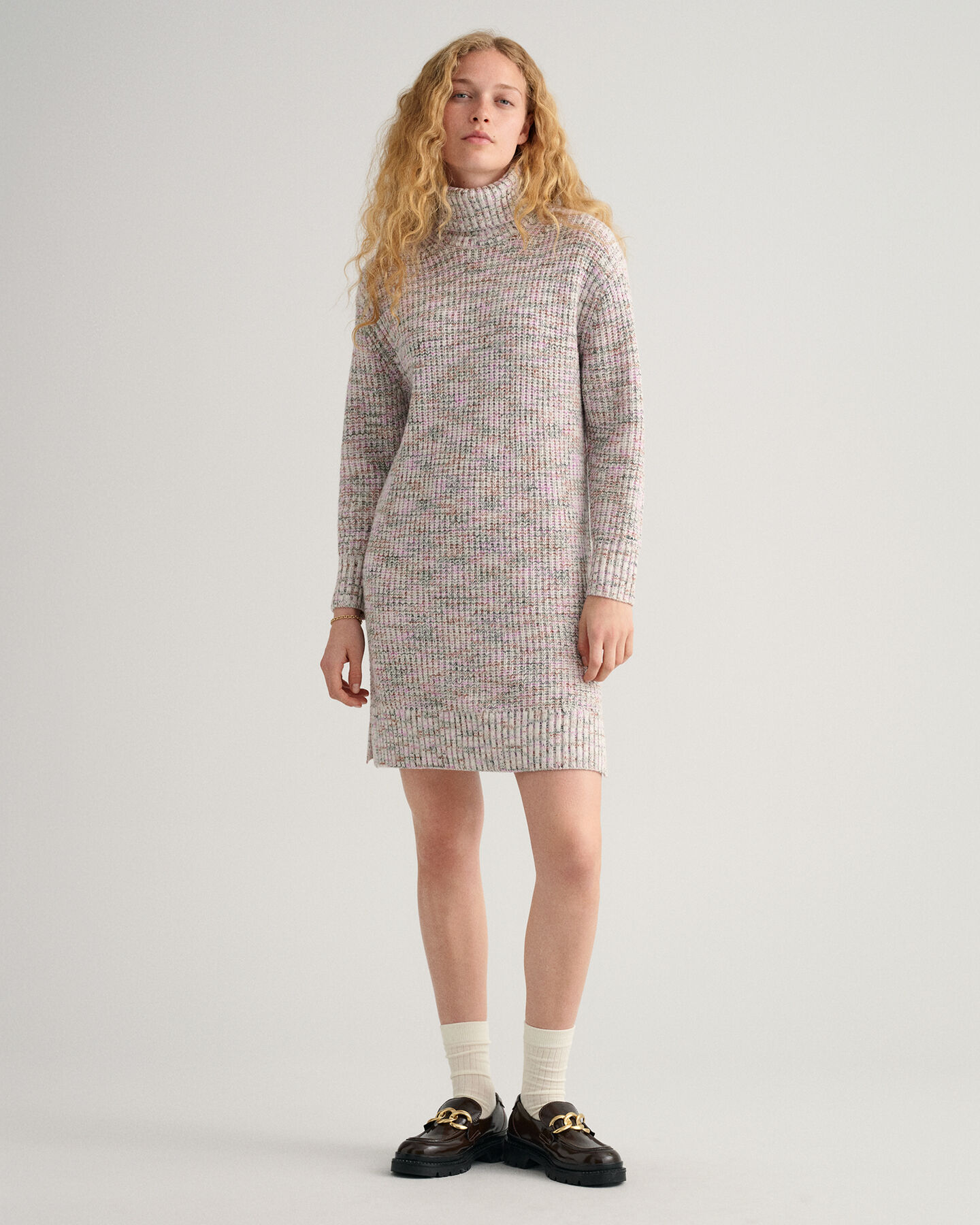 Robe col roul&eacute; multicolore