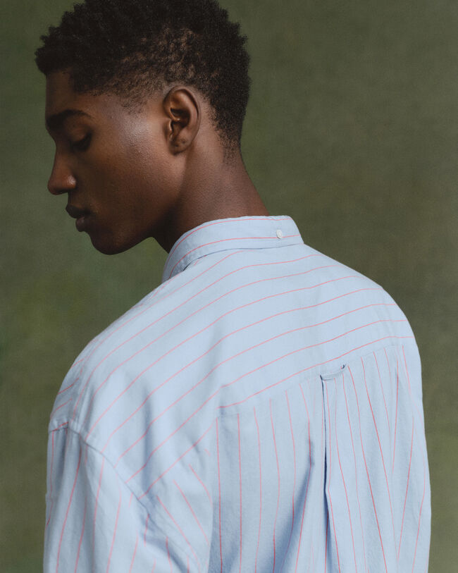 Chemise ultra-ample en coton Oxford &agrave; rayures douces