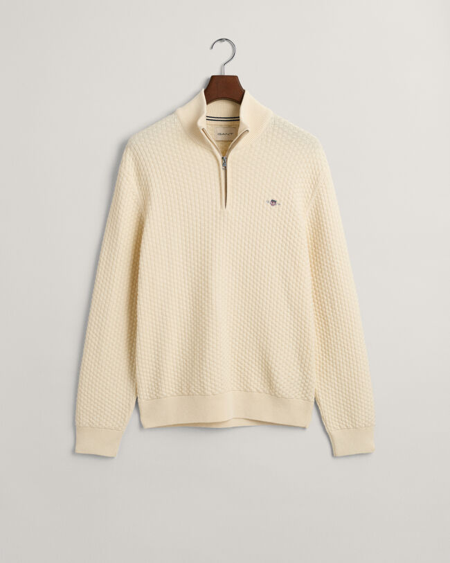Pull &agrave; demi-zip en coton Textured