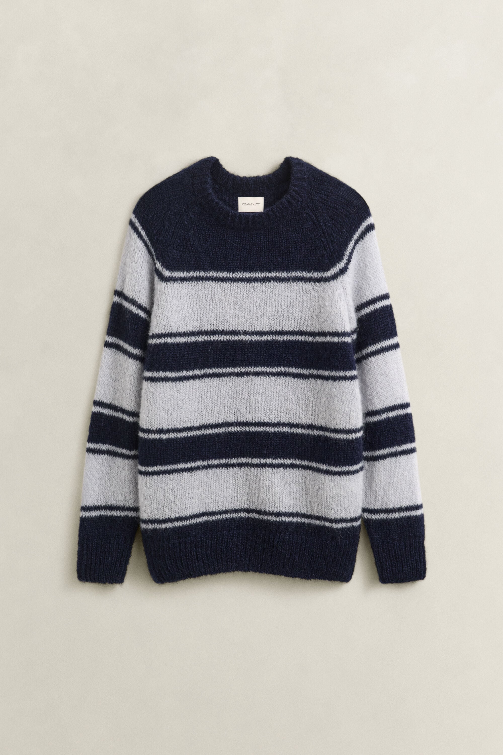Pull col rond en mohair mélangé à rayures
