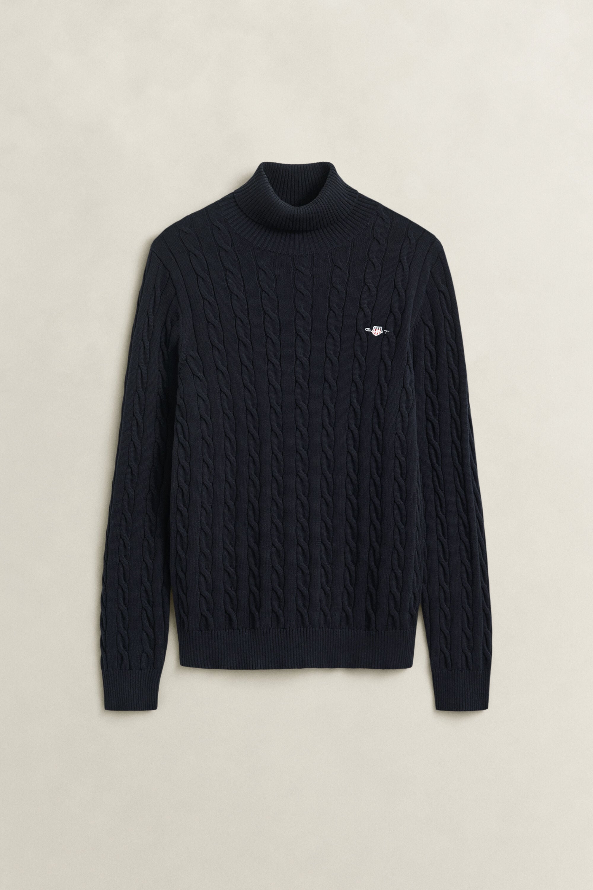 Pull col roulé en maille torsadée de coton