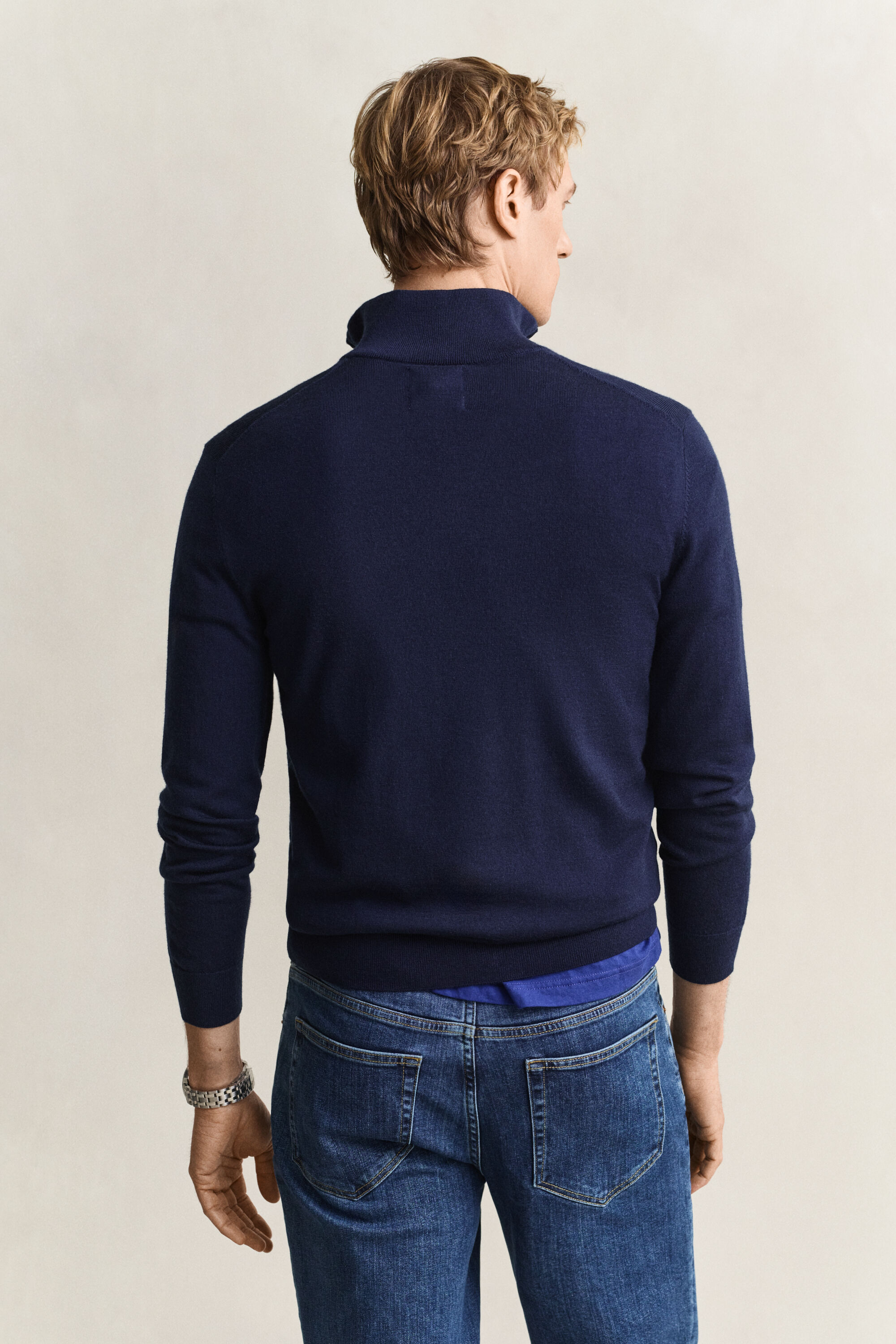 Pull à demi-zip en laine mérinos