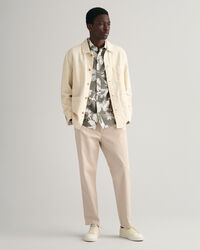 Chemise regular fit en coton et lin à imprimé tournesols