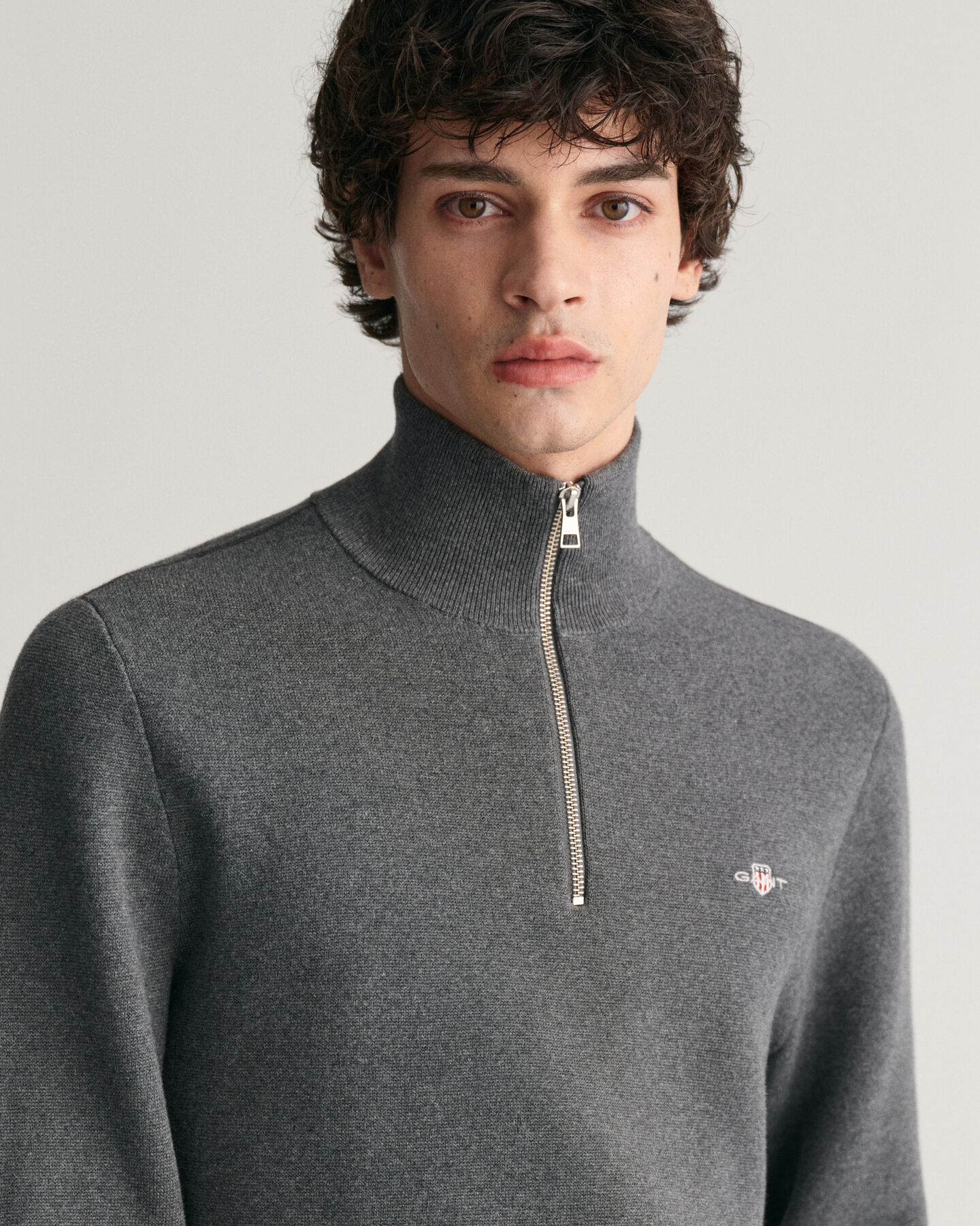 Pull &agrave; demi-zip en coton Milano Knit