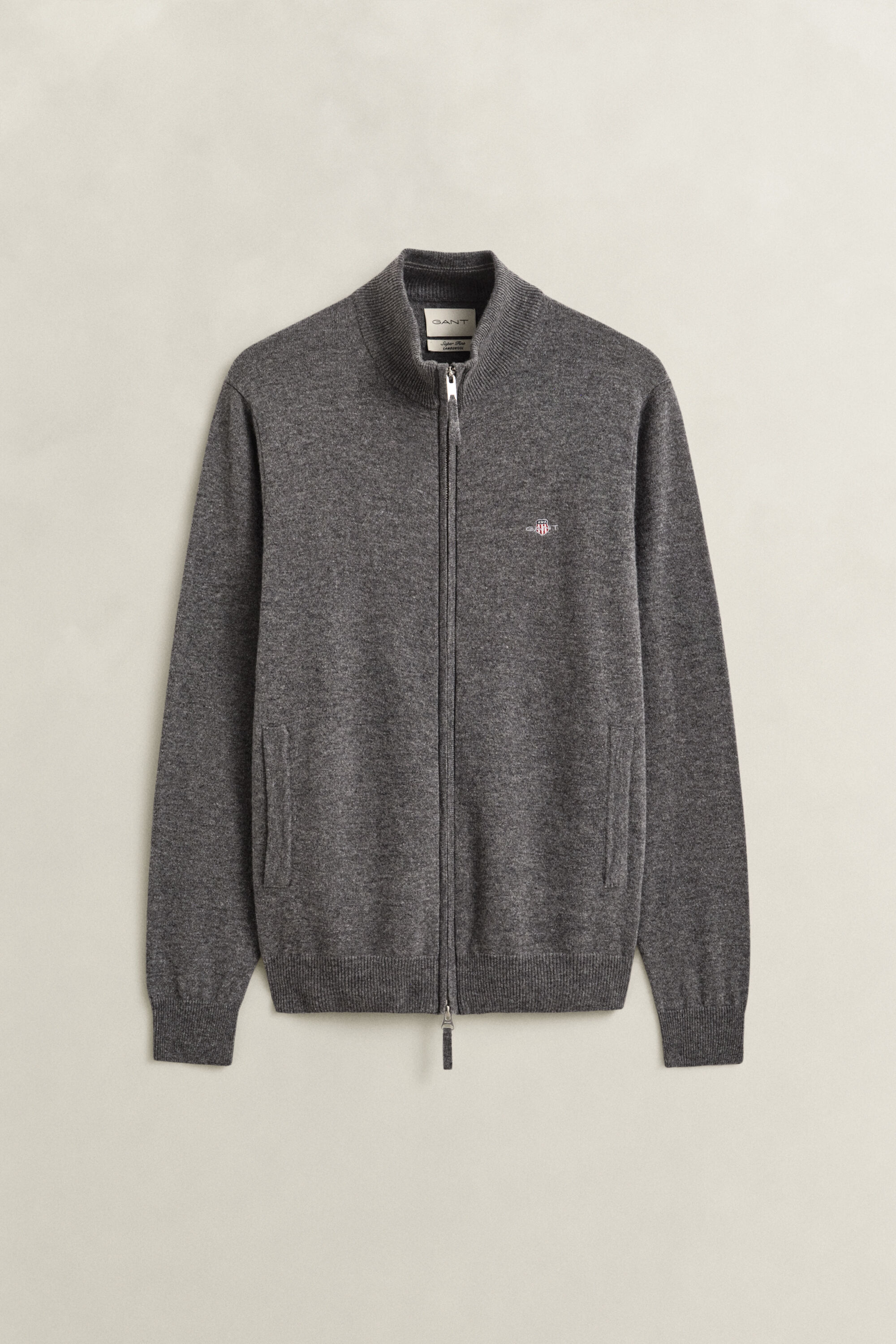 Cardigan zippé en laine d’agneau