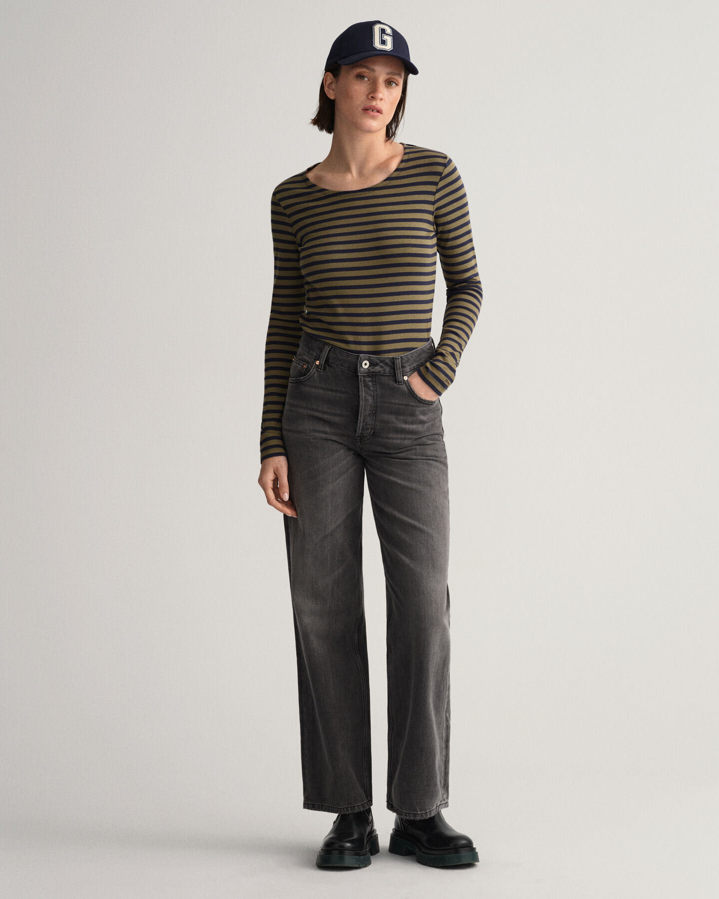 T-shirt c&ocirc;tel&eacute; &agrave; manches longues et rayures