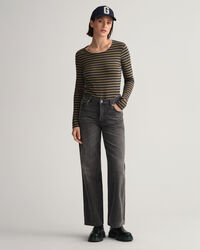 T-shirt c&ocirc;tel&eacute; &agrave; manches longues et rayures