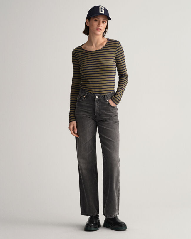 T-shirt c&ocirc;tel&eacute; &agrave; manches longues et rayures