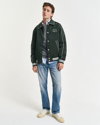 Pull col rond en coton piqué